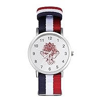 Yoga Elephant with Lotus Nylon Watch Adjustable Wrist Watch Band Easy to Read Time with Printed Pattern Unisex