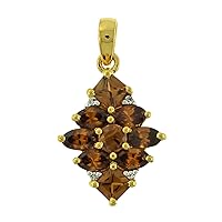 Carillon Madira N Zircon Natural Gemstone Round Shape Pendant 925 Sterling Silver Party Jewelry | Yellow Gold Plated