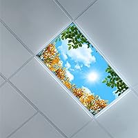 Fluorescent Light Covers for Classroom Office - Light Filters Ceiling LED Ceiling Light Covers - Office & Classroom Decorations - Tree Leaves Sky Clouds Pattern