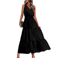 Ofertas Del Dia De Hoy Relampago, Spring Dresses for Women 2024 Sleeveless Floral Wedding Dresses for Bride Boho Dresses 02-Black Small