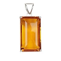 GEMHUB 127.5 Ct. Yellow Citrine Pendant Without Chain, Emerald Cut Sterling Silver Pendant Without Chain Jewelry Fashion Idea