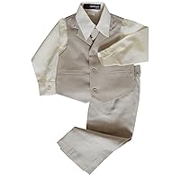 Little Boys Summer Linen Blend Suit Vest Dresswear Set