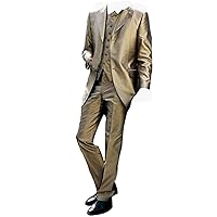 3 Piece 3 Button Notch Lapel Men Bridegroom Shiny Gold Suits Tuxedo(Jacket+Vest+Pants)
