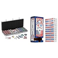 Fat Cat Bling 13.5 Gram Texas Hold 'em Clay Poker Chip Set with Aluminum Case, 500 Striped Dice Chips & Bicycle Standard Playing Cards, Poker Size, 12 Pack