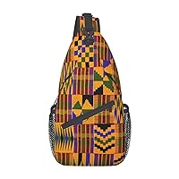Sling Backpack,Travel Hiking Daypack African Tribal Ethnic Texture Print Rope Crossbody Shoulder Bag