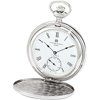 Charles-Hubert, Paris 3907-WR Premium Collection Stainless Steel Polished Finish Double Hunter Case Mechanical Pocket Watch