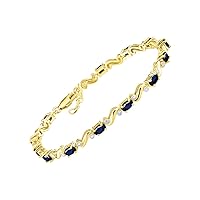 Spectacular Tennis Bracelet Set With Blue Sapphire & Diamonds - September Birthstone*