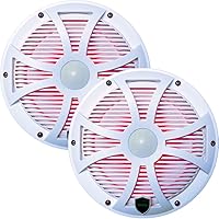 Wet Sounds REVO 8-SWW White Closed SW Grille 8 Inch Marine LED Coaxial Speakers (Pair) (Renewed)