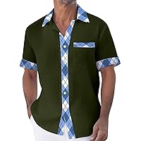 Hawaiian Shirt for Men Button Down Short Sleeve Dress Shirts Beach Bowling Slim Fit Shirt