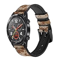 CA0517 Desert Digital Camo Camouflage Leather & Silicone Smart Watch Band Strap for Wristwatch Smartwatch Smart Watch Size (22mm)