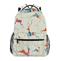 Kids Backpack Girls Printed School Bookbag Shoulder Bag Daypack Lightweight Book Bags Deer Backpack for Kids 6-14 Ages