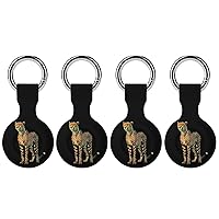 Cheetah Wild Animal Soft Silicone Case for AirTag Holder Protective Cover with Keychain Key Ring Accessories