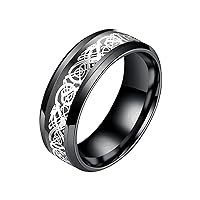 Rings for Women 2023 Birthday Gifts Steel Couple Fashion American Ring Steel Pattern Ring Dragon And Titanium