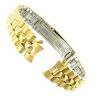13mm Gilden Stainless Curved End Gold Tone Deployment Buckle Watch Band Long 1038-YC