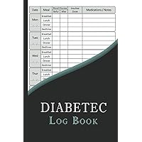 Diabetic Log Book: Daily Diabetic Glucose Tracker Journal | Weekly Blood Sugar Diary, Enough For 108 Weeks or 2 Years | 6 x 9 Inches