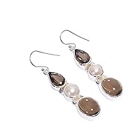 LavieJewelz 925 Sterling Silver Cut Gemstone Dangle Earrings Multi-Color Gemstone Women 925 Silver Ear Hook Drop Dangle Earrings