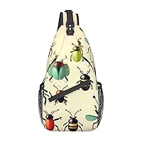 Cartoon Small Insects Printed Crossbody Sling Backpack,Casual Chest Bag Daypack,Crossbody Shoulder Bag For Travel Sports Hiking
