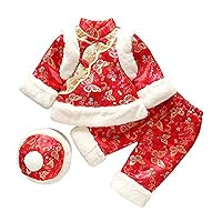 chinese style baby girl's Tang suit,infants and young children's new year embroidered warm three-piece suits.