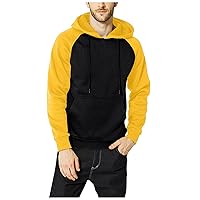 Graphic Hoodie For Men Raglan Long Sleeve Sweatshirts Comfy Casual Drawstring Pullover Sweatshirt Color Block Tops