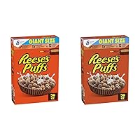 REESE’S PUFFS Chocolatey Peanut Butter Cereal, Kid Breakfast Cereal, Giant Size, 29 oz (Pack of 2)