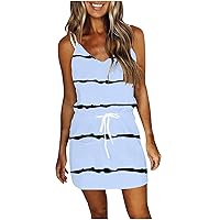 Women's Bohemian Swing Flowy Beach Sleeveless Knee Length Round Neck Glamorous Dress Print Casual Loose-Fitting Summer