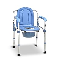 Bedside Commodes Chair, Bedside Commode Toilet Height Adjustable Portable Toilet Commode Chair for Toilet with Arms and Padded Foldable Potty Chair for Adults, Elderly Easy Cleaning