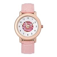 Chocolate Sweet Donut Dessert Casual Watches for Women Classic Leather Strap Quartz Wrist Watch Ladies Gift