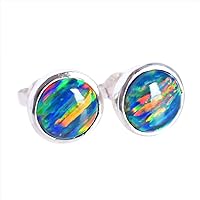 Multi Flashy Sparkling Opal Lightweight Piece 925 Sterling Silver Stud Earring