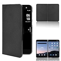 Smartphone Flip Cases Compatible with Microsoft Surface Duo Case,Ultra-Thin Leather Shockproof Protection case,PC+PU Leather Flip Folio Case Flip Cases (Color : Black)