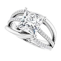 Fashionable FLOWERBUD Engagement Ring, Princess Cut 2.00CT, Colorless Moissanite Ring, 925 Sterling Silver, Solitaire Engagement Ring, Wedding Ring, Perfact for Gift Or As You Want