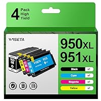 Wiseta 950XL-951XL-Ink-Cartridges-Combo-Pack Compatible for HP-950 XL 951 XL to Use with HP Officejet Pro 8600 8610 8620 8600 Plus 8625 8615 276DW (4 Pack)