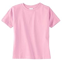 Rabbit Skins Little Boys Fine Jersey Ribbed Collar T-Shirt, Pink, 2T