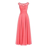 AnnaBride Mother ofThe Bride Dress Beaded Chiffon Formal Wedding Party Gown Prom Dresses Coral US 16W