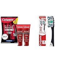 Colgate Optic White Pro Series Whitening Toothpaste with 5% Hydrogen Peroxide & 360 Optic White Advanced Toothbrush, Medium Toothbrush for Adults,2 Count (Pack of 1)