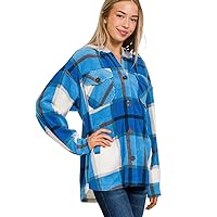 The Women's Fleece Solid Hoodie Plaid Sweatshirt with Pockets