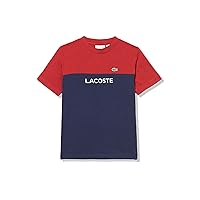 Lacoste Kids' Short Sleeve Colorblock Crew Neck Childrens Tee Shirt
