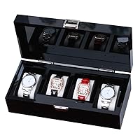 4 Slots Acrylic Watch Box Organizer Pillow Case Dust-Proof with Modern Buckle Closure Jewelry Display Storage Collector