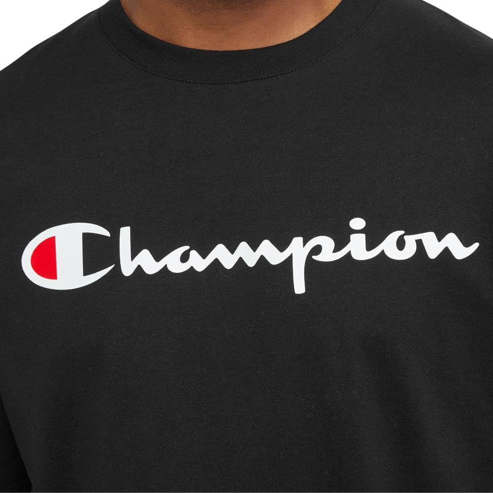 Champion Men's T-Shirt, Cotton Midweight Men's Crewneck Tee,t-Shirt for Men, Script (Reg. Or Big & Tall)