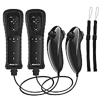 Crifeir Remote Controller and Nunchuck Controller Compatible for Nintendo Wii and Wii U Controller 2Pack Wii Controller with Silicone Case and Wrist Strap Built-in Motion Plus(BB)