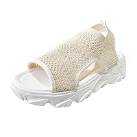 Women Walking Sandals Platform Flip Flops Ladies Fashion Summer Breathable Knitted Mesh Open Toe Thick Sole Sandals