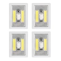COB LED Night Light, Battery Operated Cordless Light Switch 300 Lumen Closet Light Cabinet Lamp Tap Light for Baby Nursery, Hallways, Bedrooms 4-Pack (Battery not Included)