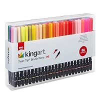 KINGART 405-36 Brush Tip Watercolor Illustration Markers with Case, 36  Colors, Wide Barrel for Easy Hold, Water-based Non-Toxic Ink, Soft Flexible  Tip