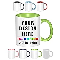 Custom Coffee Mug Personalized Cups with Names Photo Customized Mug Novelty Gifts for Men Women 11 oz Tea Cup 2 Sides Print, Green