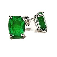 Tiny Emerald Green Jade Earrings 925 Sterling Silver & Natural Stone VVS Clarity Grade Women's Earrings Dainty Minimalis Studs - Hypoallergenic Safe for Sensitive Ears - USA HANDMADE
