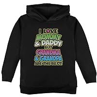 Old Glory I Love Mommy Daddy But Grandma Grandpa are The Best Toddler Hoodie Black 2T