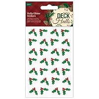 Glitter Holly Stickers: Pack of 28
