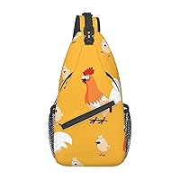 Sling Backpack,Travel Hiking Daypack Chicken Chick Print Rope Crossbody Shoulder Bag