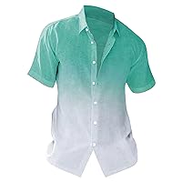 Mens Regular Fit Casual Dress Shirts Fashion Gradient Button Down Short Sleeve Shirts Summer Beach Wedding Vacation Shirts