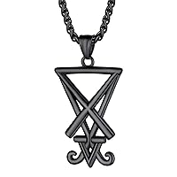 PROSTEEL Unisex Satanic Jewelry Amulet Necklace Cool Looking, Vintage Leviathan Cross, Lucifer Necklace, Silver/Gold/Black 316L Stainless Steel, 22 Inch, Come Gift Box