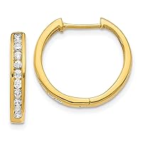 14K White Gold Diamond Hinged Hoop Earrings